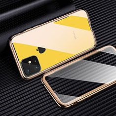 Coque Rebord Bumper Luxe Aluminum Metal Miroir 360 Degres Housse Etui Aimant M03 pour Apple iPhone 11 Pro Max Jaune