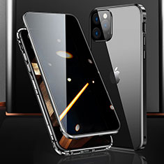 Coque Rebord Bumper Luxe Aluminum Metal Miroir 360 Degres Housse Etui Aimant M03 pour Apple iPhone 14 Pro Max Noir