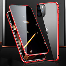 Coque Rebord Bumper Luxe Aluminum Metal Miroir 360 Degres Housse Etui Aimant M03 pour Apple iPhone 14 Pro Max Rouge