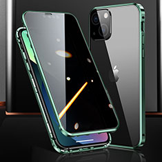 Coque Rebord Bumper Luxe Aluminum Metal Miroir 360 Degres Housse Etui Aimant M03 pour Apple iPhone 14 Vert