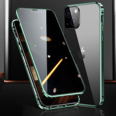 Coque Rebord Bumper Luxe Aluminum Metal Miroir 360 Degres Housse Etui Aimant M03 pour Apple iPhone 15 Plus Vert