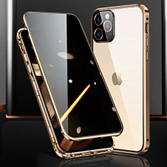 Coque Rebord Bumper Luxe Aluminum Metal Miroir 360 Degres Housse Etui Aimant M03 pour Apple iPhone 15 Pro Max Or