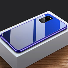 Coque Rebord Bumper Luxe Aluminum Metal Miroir 360 Degres Housse Etui Aimant M03 pour Huawei Honor V30 Pro 5G Bleu