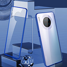 Coque Rebord Bumper Luxe Aluminum Metal Miroir 360 Degres Housse Etui Aimant M03 pour Huawei Mate 30 Pro 5G Bleu
