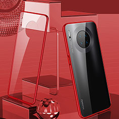 Coque Rebord Bumper Luxe Aluminum Metal Miroir 360 Degres Housse Etui Aimant M03 pour Huawei Mate 30 Rouge