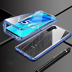 Coque Rebord Bumper Luxe Aluminum Metal Miroir 360 Degres Housse Etui Aimant M03 pour Huawei Mate 40 Lite 5G Bleu