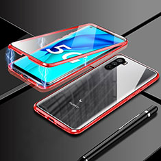 Coque Rebord Bumper Luxe Aluminum Metal Miroir 360 Degres Housse Etui Aimant M03 pour Huawei Mate 40 Lite 5G Rouge