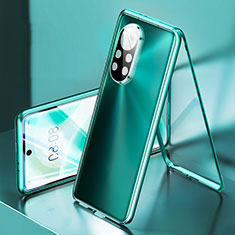 Coque Rebord Bumper Luxe Aluminum Metal Miroir 360 Degres Housse Etui Aimant M03 pour Huawei Nova 8 5G Cyan