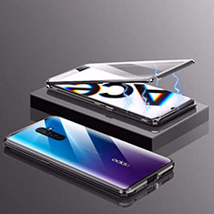 Coque Rebord Bumper Luxe Aluminum Metal Miroir 360 Degres Housse Etui Aimant M03 pour Oppo Reno Ace Noir