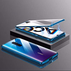 Coque Rebord Bumper Luxe Aluminum Metal Miroir 360 Degres Housse Etui Aimant M03 pour Realme X2 Pro Bleu