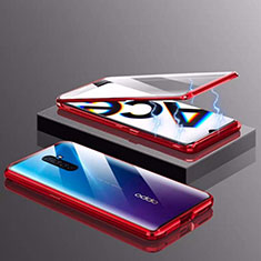 Coque Rebord Bumper Luxe Aluminum Metal Miroir 360 Degres Housse Etui Aimant M03 pour Realme X2 Pro Rouge