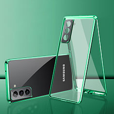 Coque Rebord Bumper Luxe Aluminum Metal Miroir 360 Degres Housse Etui Aimant M03 pour Samsung Galaxy S21 Plus 5G Vert