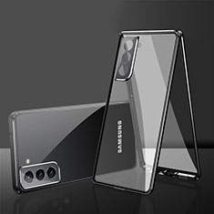 Coque Rebord Bumper Luxe Aluminum Metal Miroir 360 Degres Housse Etui Aimant M03 pour Samsung Galaxy S22 Plus 5G Noir