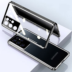 Coque Rebord Bumper Luxe Aluminum Metal Miroir 360 Degres Housse Etui Aimant M03 pour Samsung Galaxy S25 Ultra 5G Noir