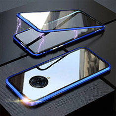 Coque Rebord Bumper Luxe Aluminum Metal Miroir 360 Degres Housse Etui Aimant M03 pour Vivo Nex 3 Bleu