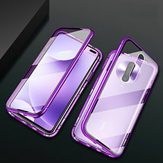 Coque Rebord Bumper Luxe Aluminum Metal Miroir 360 Degres Housse Etui Aimant M03 pour Xiaomi Redmi K30 5G Violet