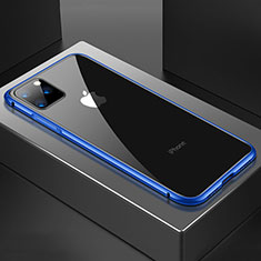 Coque Rebord Bumper Luxe Aluminum Metal Miroir 360 Degres Housse Etui Aimant M04 pour Apple iPhone 11 Pro Bleu