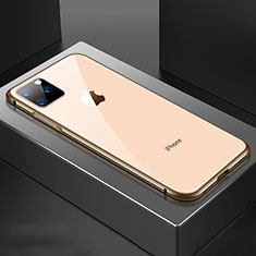 Coque Rebord Bumper Luxe Aluminum Metal Miroir 360 Degres Housse Etui Aimant M04 pour Apple iPhone 11 Pro Max Or