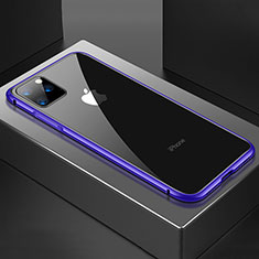 Coque Rebord Bumper Luxe Aluminum Metal Miroir 360 Degres Housse Etui Aimant M04 pour Apple iPhone 11 Pro Max Violet