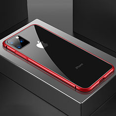 Coque Rebord Bumper Luxe Aluminum Metal Miroir 360 Degres Housse Etui Aimant M04 pour Apple iPhone 11 Pro Rouge