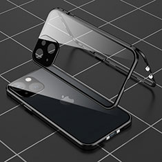 Coque Rebord Bumper Luxe Aluminum Metal Miroir 360 Degres Housse Etui Aimant M04 pour Apple iPhone 13 Noir