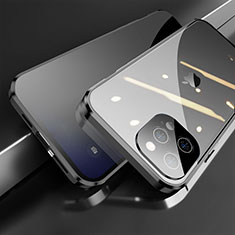 Coque Rebord Bumper Luxe Aluminum Metal Miroir 360 Degres Housse Etui Aimant M04 pour Apple iPhone 14 Pro Max Noir
