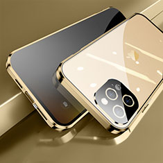 Coque Rebord Bumper Luxe Aluminum Metal Miroir 360 Degres Housse Etui Aimant M04 pour Apple iPhone 14 Pro Max Or