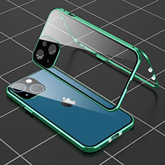 Coque Rebord Bumper Luxe Aluminum Metal Miroir 360 Degres Housse Etui Aimant M04 pour Apple iPhone 15 Plus Vert