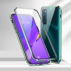 Coque Rebord Bumper Luxe Aluminum Metal Miroir 360 Degres Housse Etui Aimant M04 pour Huawei Nova 7 5G Vert