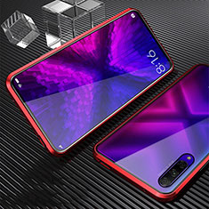 Coque Rebord Bumper Luxe Aluminum Metal Miroir 360 Degres Housse Etui Aimant M04 pour Huawei P Smart Pro (2019) Rouge