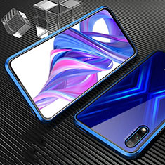 Coque Rebord Bumper Luxe Aluminum Metal Miroir 360 Degres Housse Etui Aimant M04 pour Huawei P Smart Z (2019) Bleu