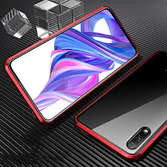 Coque Rebord Bumper Luxe Aluminum Metal Miroir 360 Degres Housse Etui Aimant M04 pour Huawei P Smart Z (2019) Rouge