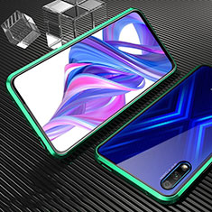 Coque Rebord Bumper Luxe Aluminum Metal Miroir 360 Degres Housse Etui Aimant M04 pour Huawei Y9 Prime (2019) Vert