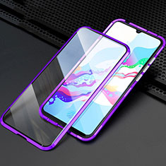 Coque Rebord Bumper Luxe Aluminum Metal Miroir 360 Degres Housse Etui Aimant M04 pour Oppo A11 Violet