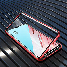 Coque Rebord Bumper Luxe Aluminum Metal Miroir 360 Degres Housse Etui Aimant M04 pour Oppo Find X2 Lite Rouge