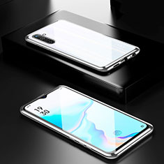 Coque Rebord Bumper Luxe Aluminum Metal Miroir 360 Degres Housse Etui Aimant M04 pour Oppo K5 Argent