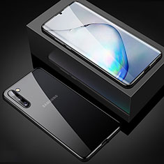 Coque Rebord Bumper Luxe Aluminum Metal Miroir 360 Degres Housse Etui Aimant M04 pour Samsung Galaxy Note 10 5G Noir