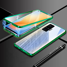 Coque Rebord Bumper Luxe Aluminum Metal Miroir 360 Degres Housse Etui Aimant M04 pour Vivo X50 Pro 5G Vert