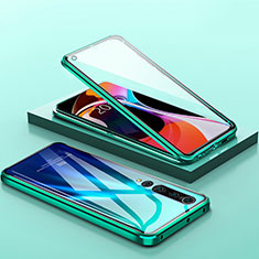 Coque Rebord Bumper Luxe Aluminum Metal Miroir 360 Degres Housse Etui Aimant M04 pour Xiaomi Mi 10 Vert