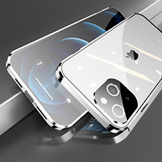 Coque Rebord Bumper Luxe Aluminum Metal Miroir 360 Degres Housse Etui Aimant M05 pour Apple iPhone 13 Mini Argent