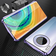 Coque Rebord Bumper Luxe Aluminum Metal Miroir 360 Degres Housse Etui Aimant M05 pour Huawei Mate 30 5G Violet