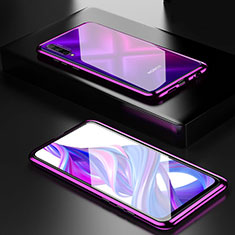 Coque Rebord Bumper Luxe Aluminum Metal Miroir 360 Degres Housse Etui Aimant M05 pour Huawei Y9s Violet