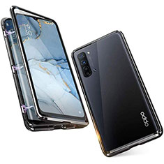 Coque Rebord Bumper Luxe Aluminum Metal Miroir 360 Degres Housse Etui Aimant M05 pour Oppo Find X2 Lite Noir