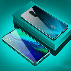 Coque Rebord Bumper Luxe Aluminum Metal Miroir 360 Degres Housse Etui Aimant M05 pour Oppo Reno Ace Vert