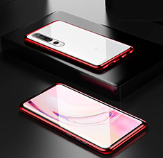 Coque Rebord Bumper Luxe Aluminum Metal Miroir 360 Degres Housse Etui Aimant M05 pour Xiaomi Mi 10 Pro Rouge