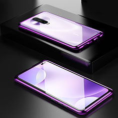 Coque Rebord Bumper Luxe Aluminum Metal Miroir 360 Degres Housse Etui Aimant M05 pour Xiaomi Redmi K30 4G Violet