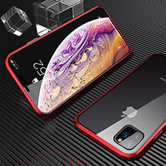 Coque Rebord Bumper Luxe Aluminum Metal Miroir 360 Degres Housse Etui Aimant M06 pour Apple iPhone 11 Pro Rouge