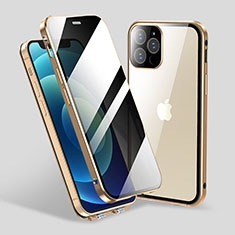 Coque Rebord Bumper Luxe Aluminum Metal Miroir 360 Degres Housse Etui Aimant M06 pour Apple iPhone 13 Pro Max Or