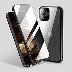 Coque Rebord Bumper Luxe Aluminum Metal Miroir 360 Degres Housse Etui Aimant M06 pour Apple iPhone 14 Pro Max Noir