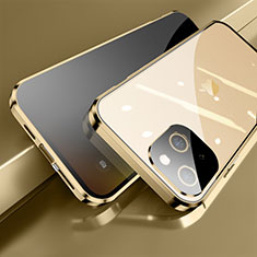 Coque Rebord Bumper Luxe Aluminum Metal Miroir 360 Degres Housse Etui Aimant M06 pour Apple iPhone 15 Plus Or